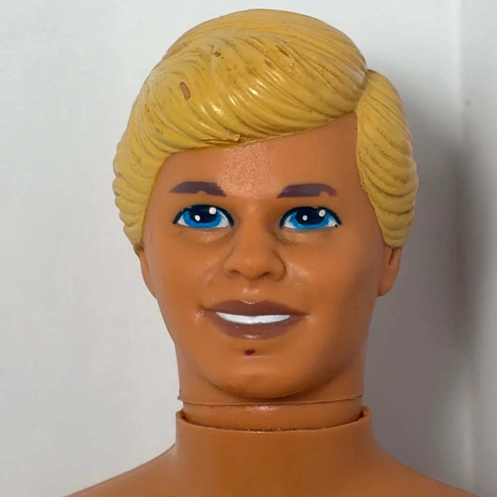 Vintage 1988 Mattel Ken Fashion Doll Tan Molded Blonde Hair Blue Eyes Barbie